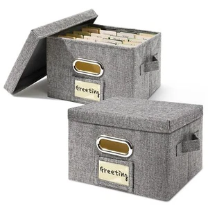Greeting Card Organizer 2 Pack, Storage Box with 20 Adjustable Dividers, Fold... - Picture 1 of 7