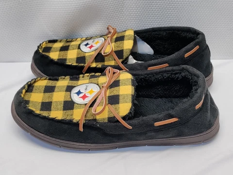 Foco NFL Women Small Pittsburgh Steelers  Logo Black & Gold  Moccasin Slipper Cover