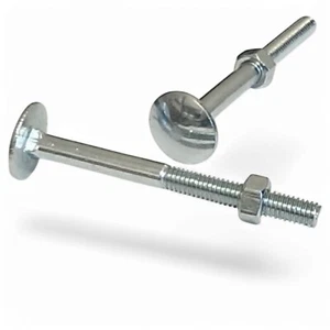 Enfield M8 x 90 Zink Wagenschrauben Cup Square Carriage Sechskantmuttern Schrauben 10er Pack - Bild 1 von 2