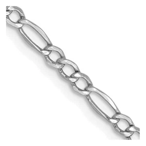 14K White Gold 20 inch 2.5mm Semi-Solid Figaro Chain Necklace - Picture 1 of 5
