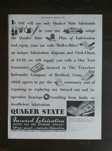 Vintage 1932 Quaker State Motor Oil & Superfine Grease Full Page Original Ad 424 - Picture 1 of 1