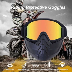 Detachable Face Mask Cycling Goggles Mountain Bike Glasses MTB BMX Eyewear - Picture 1 of 16