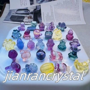 5pcs Mix Natural Fluorite Christmas Gift Carved Quartz Crystals Skull Healing - Picture 1 of 11