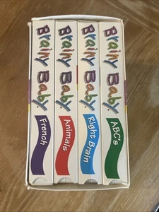 Brainy Baby Brain Power Pack 4 VHS Set Right, Spanish, 123’s, Shapes & Colors - Foto 1 di 6