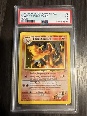 2000 Pokémon Blaine's Charizard Gym Challenge 2/132 Holo Rare PSA 5 Ex - Image 1 of 2
