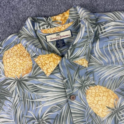 Tommy Bahama Shirt Medium 100% Silk Button Up Pineapple Palm Tree Print Men's - Image 1 of 4