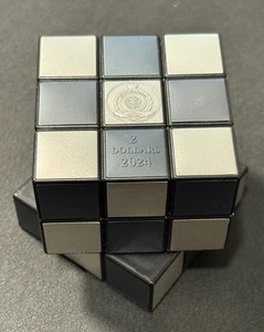 2024 Niue 2 Oz .999 Silver Magic Rubik's Cube Antiqued & Colorized in Box & COA! - Picture 1 of 8