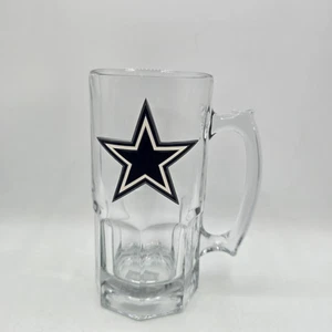 NFL Dallas Cowboys großer Glas Bierkrug mit Zinn Stern Logo 32 Unzen Gebraucht. - Bild 1 von 11