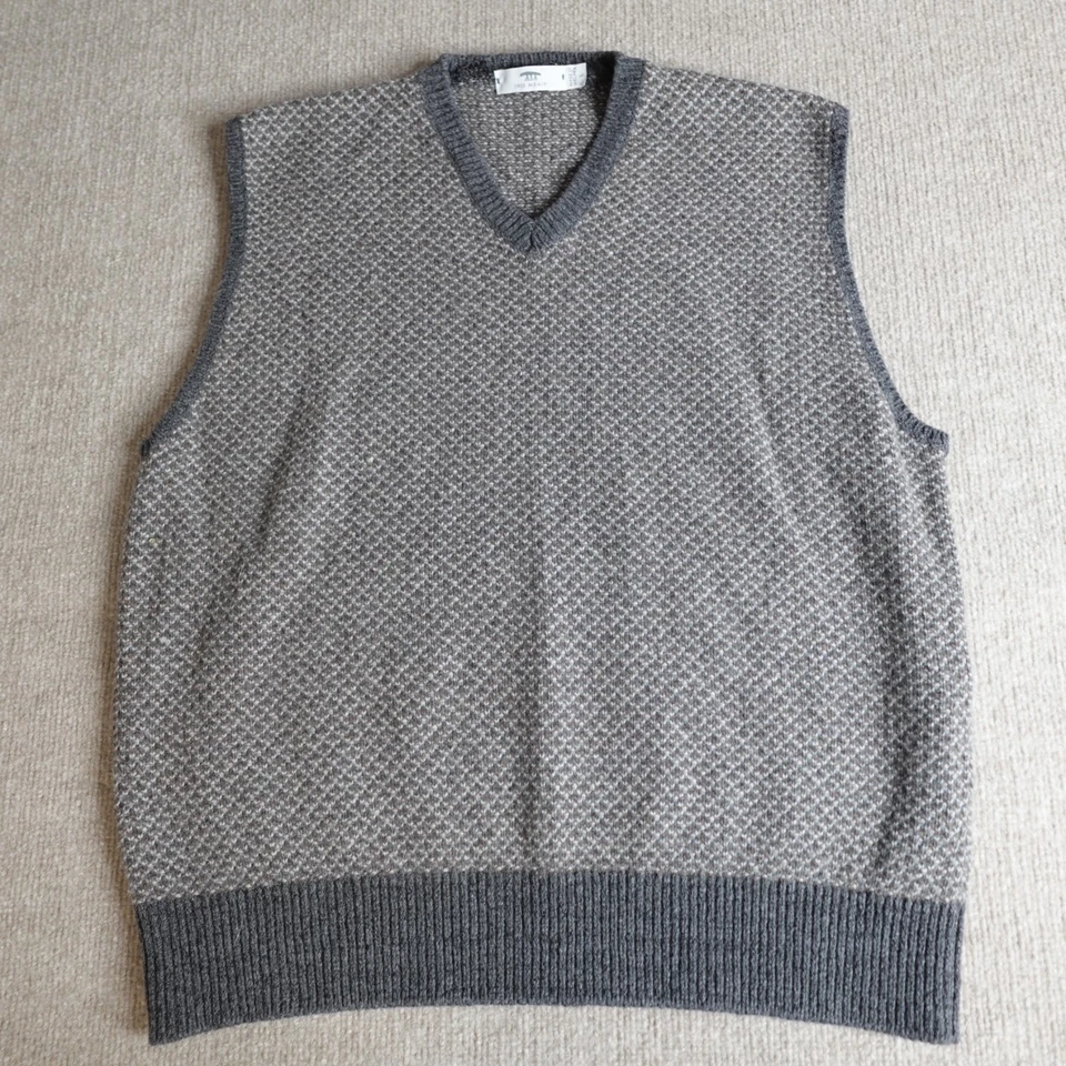 Inis Meain Sweater Vest Large Gray Brown Merino Wool Cashmere Made in Ireland - Image 1 of 4