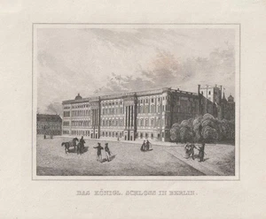 c1850 Berlin Berliner Schloss Stadtansicht Vedute Stahlstich-Ansicht - Bild 1 von 1