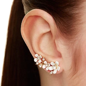 Kate Spade New York Pretty Petals EAR CUFFS CRAWLER EARRINGS white enamel blooms - Picture 1 of 6