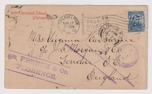 E4196: US #304 on 1906 Cover to UK, to Italy, French + Co - Picture 1 of 1