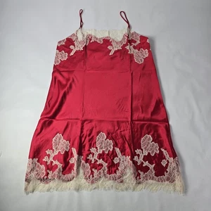 Victoria's Secret Babydoll Satén Encaje Slip Lencería Talla L Rojo Camisón Raro - Imagen 1 de 11