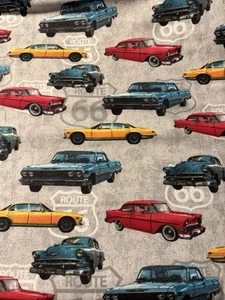 super kuscheliger Flanellstoff - 8 Yard Lot - Old Cars - Route 66 - Bild 1 von 1