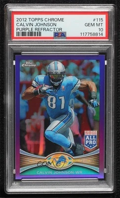2012 Topps Chrome All-Pro Retail Purple Refractor Calvin Johnson PSA 10 GEM MT - Image 1 of 3