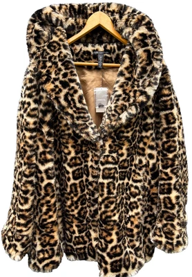 NUEVO CON ETIQUETAS Chico’s Etiqueta Negra (2/L/12) Imitación Piel Invierno Chaqueta Abrigo Estampado Leopardo Glamour Foto 1 de 4