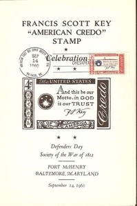 #1142-C2 First Day Ceremony Program Francis Scott Key Credo - Picture 1 of 2