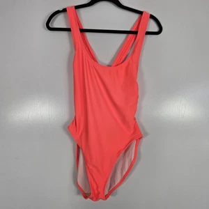 Anne Cole Vtg Lingerie One-Piece Swimsuit Size 14 Low Scoop Back Neon Orange - Picture 1 of 11
