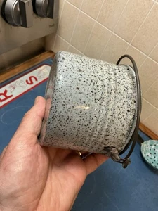 RARE TINY END OF DAY BERRY BUCKET SALESMAN NM GRANITE ENAMELWARE ANTIQUE UNIQUE - Picture 1 of 15