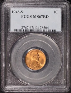 1948-S Lincoln Wheat Cent PCGS MS-67 RD - Picture 1 of 2