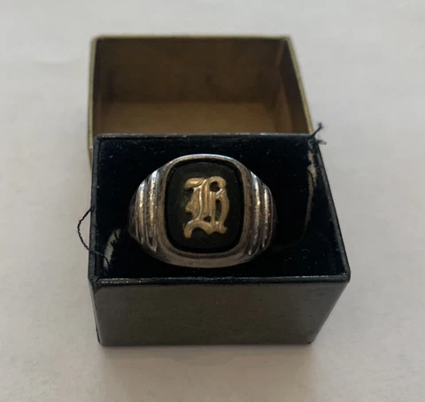1950's Detroit Tigers Baseball MLB Logo Sterling Silver & Onyx Ring Cover