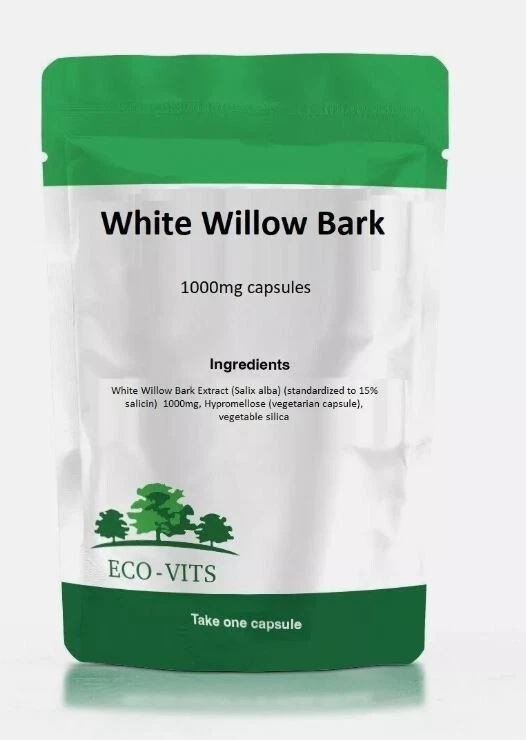 ECO-VITS White Willow Bark 1000mg Capsules – Natural Pain Relief & Joint Support
