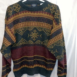 Maglione vintage Knights Bridge lana nonno geometrico anni 90 Inghilterra stile Coogi ottime condizioni - Foto 1 di 9