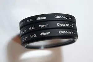 Set of 3 Rolev M.G. 49mm Close-up Lens Filter (+4, +2, +1) - Picture 1 of 2