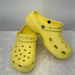 Yellow Crocs Classic Platform Clog Shoes Women's 9 - Picture 1 of 6