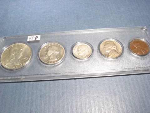 1949 PHILADELPHIA Mint Birth year 5 coin MATCHED set ~ circulated ~ novel gift! Cover