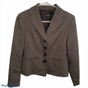 East 5th Women’s Size 2 Petite Blazer Dark Charcoal Gray 4 Button Faux Pockets - Picture 1 of 11