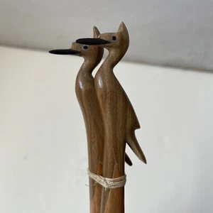 Vintage Handcarved Wood Bird Fork & Spoon Serving Set New - Picture 1 of 6