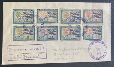 1940 Tegucigalpa Honduras First Day Airmail Cover To Newark NJ Usa Pro Faro Colo - Image 1 of 2