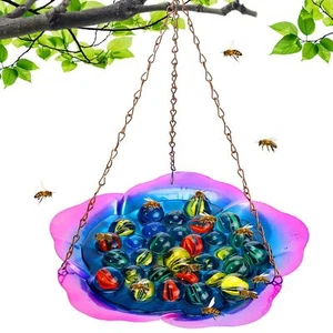 Bee Feeder with Vivid Flower Design Anti-Rust Iron Bee Watering Station for F... - Picture 1 of 7