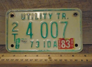 Idaho Nutzfahrzeug Anhänger Nummernschild 2T 4 007 weiß und grün 1973 klein 7"x4" - Bild 1 von 2