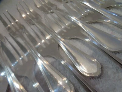 12 tenedores de pastelería Christofle Spatours vintage 1970 plateados 15,6 cm Foto 1 de 4