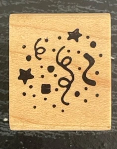 Confetti Pieces Party Special Occasions Sign Symbol Celebrate Wood Rubber Stamp - Picture 1 of 4