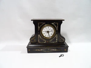 ANCIENNE PENDULE REVEIL NAPOLEON III MARQUETERIE NACRE CLOCK PENDULUM OROLOGIO - Picture 1 of 14