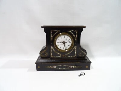 ANCIENNE PENDULE REVEIL NAPOLEON III MARQUETERIE NACRE CLOCK PENDULUM OROLOGIO - Photo 1/4