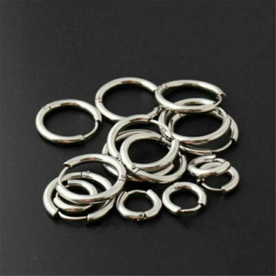 1 Par Moda Titanio Acero Punk Genial Oreja Redonda Halo Aro Pendientes Mujeres Hombres Foto 1 de 4