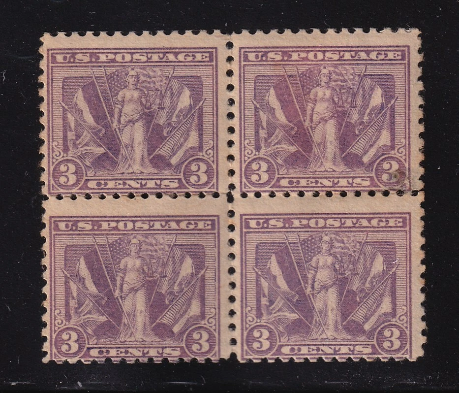 1919 Victory 3c violet Sc 537 original gum MDG block of 4 disturbed gum - Image 1 of 1