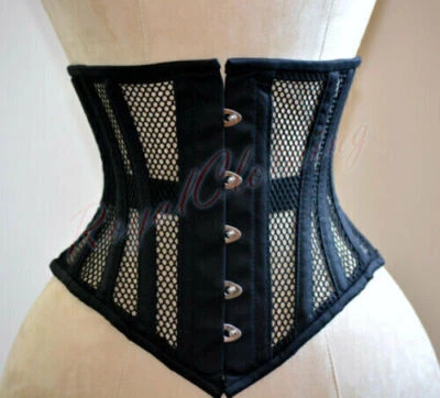 Waist Training Mesh Underbust Steel boned Corset Black BodyShaper - Image 1 of 4