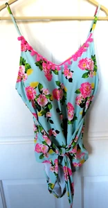 Betsey Johnson Badeanzug Einteiler Gr. XL (14) blau rosa Rosen Fairycore wattiert - Bild 1 von 10