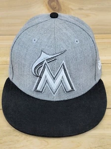 Miami Marlins Hat Cap Fitted Sz 7 New Era 59Fifty Adult MLB Gray Baseball - Picture 1 of 11