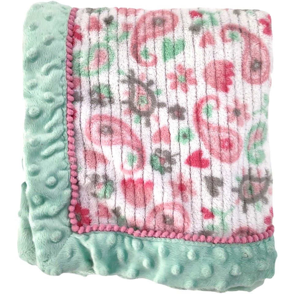 Manta de cachemira acanalada rosa menta Baby Starters Minky Dot niña Lovey Security Foto 1 de 3