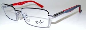 RAY BAN RB1033 4008 SILVER METAL WITH GRAY/RED JUNIOR EYEGLASSES 125  47  -16   - Picture 1 of 3