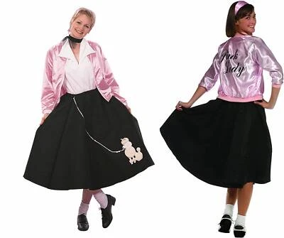 CHAQUETA SEÑORA ROSA AÑOS 50 GRASA SATINADA DISFRAZ UNIVERSITARIO CALCETÍN HOP ADULTO ADOLESCENTE Foto 1 de 4