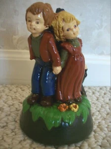 Statue of A Boy & Girl Holding Hands in a Meadow (#0725) - Picture 1 of 6