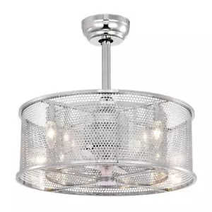 Warehouse of Tiffany Remote Controlled Ceiling Fan 20" w/ Light Indoor Chrome - Picture 1 of 4