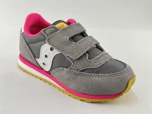New SAUCONY Originals SZ 7.5 M BOYS BABY JAZZ HOOK & LOOP Sneaker GREY & PINK - Picture 1 of 9